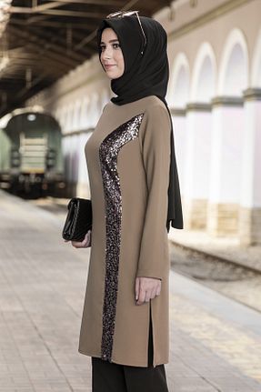 ست بالاتنه و پائین تنه حجاب قهوه ای زنانه Çan Ahunur - کد 251101914