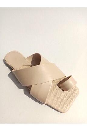 دمپائی بژ زنانه پاشنه تخت shopcolic - کد 251859871
