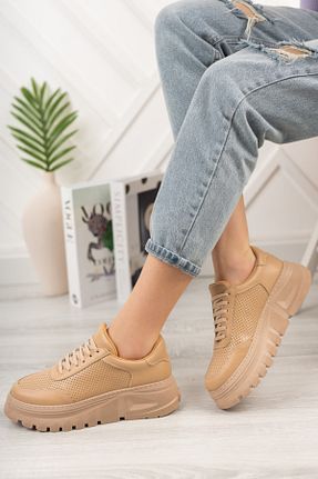 کفش اسنیکر بژ زنانه بند دار sedora shoes - کد 254204559