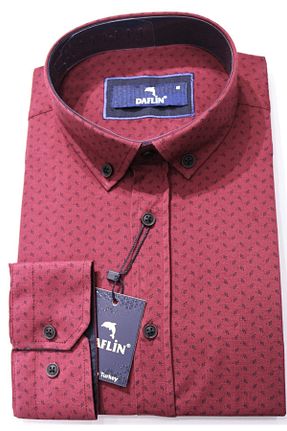 پیراهن زرشکی مردانه اسلیم فیت Daflin - کد 69314699