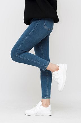 شلوار جین سرمه ای زنانه پاچه تنگ Loft - کد 69470571