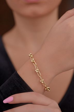 دستبند طلا زرد زنانه 14 عیار Ayyıldız Kuyumculuk - کد 69574673