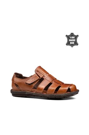 صندل قهوه ای مردانه پاشنه تخت İmerShoes - کد 103889247