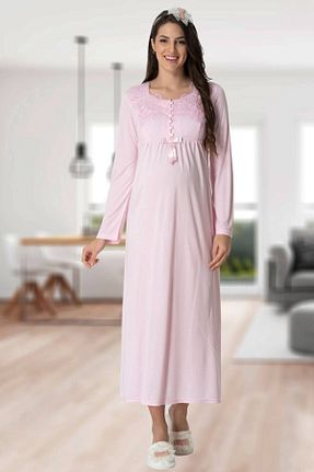لباس شب بارداری صورتی زنانه ساده Mecit Pijama - کد 256122559
