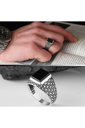 انگشتر نقره مشکی مردانه زیرکن RevSilver - کد 256376003