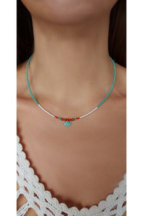 گردنبند جواهر فیروزه ای زنانه سنگ Idarosa Concept - کد 256677500