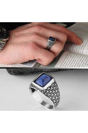 انگشتر نقره آبی مردانه زیرکن RevSilver - کد 256375705