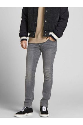 شلوار جین طوسی مردانه پاچه تنگ Jack & Jones - کد 256539593