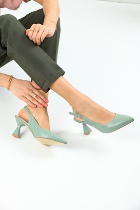 کفش پاشنه بلند کلاسیک سبز زنانه چرم مصنوعی پاشنه نازک پاشنه متوسط ( 5 - 9 cm ) کد 259407557