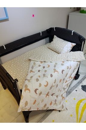 ست لحاف و روکش لحاف و روکش بالش کودک و نوزاد قهوه ای پنبه ای bebek iklimi - کد 250350414