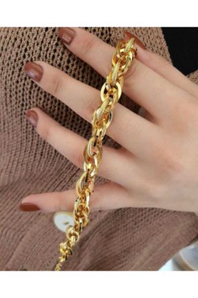 دستبند استیل طلائی زنانه روکش طلا کد 203848744