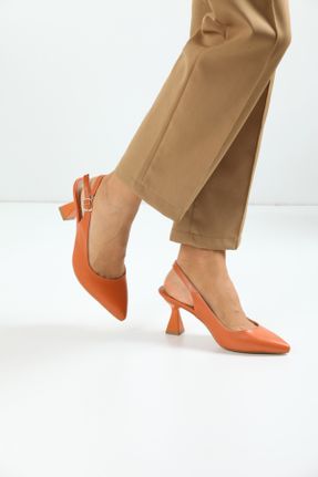 کفش پاشنه بلند کلاسیک نارنجی زنانه چرم مصنوعی پاشنه نازک پاشنه متوسط ( 5 - 9 cm ) کد 259382968