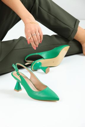 کفش پاشنه بلند کلاسیک سبز زنانه چرم مصنوعی پاشنه نازک پاشنه متوسط ( 5 - 9 cm ) کد 259406198