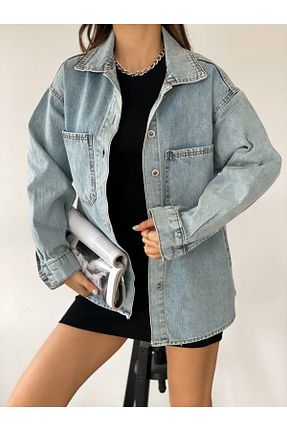 کت آبی زنانه اورسایز Fav Style - کد 259473234