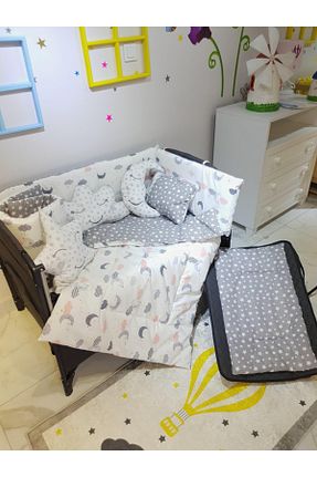 ست لحاف و روکش لحاف و روکش بالش کودک و نوزاد طوسی پنبه ای bebek iklimi - کد 249697864