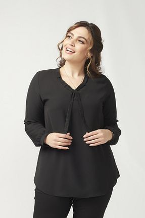 بلوز سایز بزرگ مشکی زنانه سایز بزرگ Moda Alba - کد 204798658