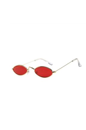 عینک آفتابی قرمز زنانه 55 UV400 فلزی هندسی کد 48275928