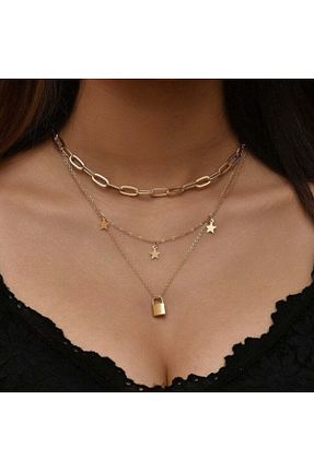 گردنبند جواهر طلائی زنانه روکش طلا Genel Markalar - کد 260787507