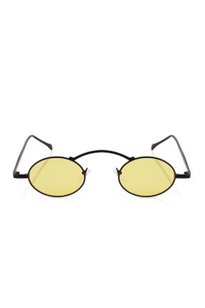 عینک آفتابی زرد زنانه 41 UV400 فلزی مات بیضی کد 260219058