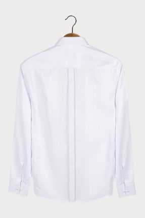 پیراهن سفید مردانه ساتن یقه پیراهنی اسلیم فیت کد 260674249