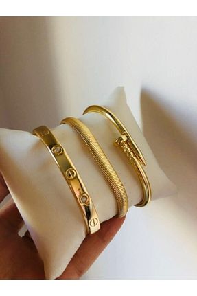 دستبند استیل (فولاد) طلائی زنانه روکش طلا KOBA - کد 260780225