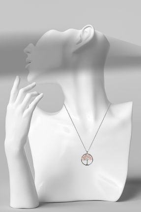 گردنبند جواهر صورتی زنانه فلزی کد 260097027