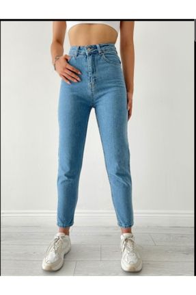 شلوار جین سرمه ای زنانه پاچه لوله ای فاق بلند جین جوان کد 259806697