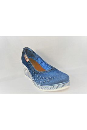 کفش پاشنه بلند پر آبی زنانه پاشنه متوسط (5-9 سانتی متر) EMANİ JEANS - کد 69169581