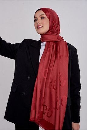 شال زرشکی زنانه ابریشم ŞALCIEŞARP - کد 261108408