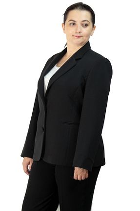 کت سایز بزرگ مشکی زنانه پارچه Fagi - کد 46966180
