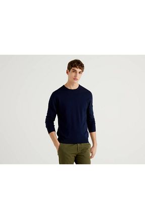 پلیور سرمه ای مردانه ساده United Colors of Benetton - کد 37427029