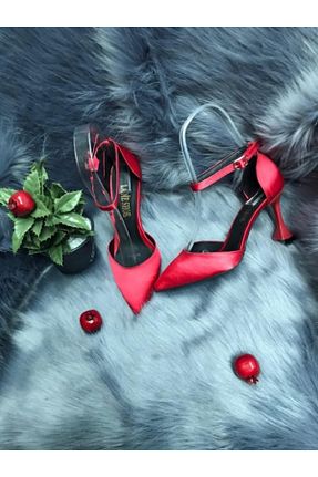 کفش پاشنه بلند کلاسیک قرمز زنانه ساتن LADİESHOE - کد 263936027