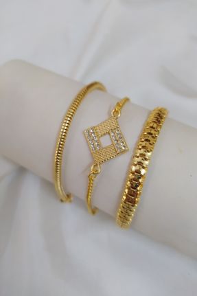 دستبند استیل طلائی زنانه روکش طلا کد 263348047