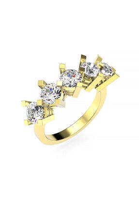 انگشتر نقره طلائی زنانه زیرکن Indigo Takı - کد 84117435