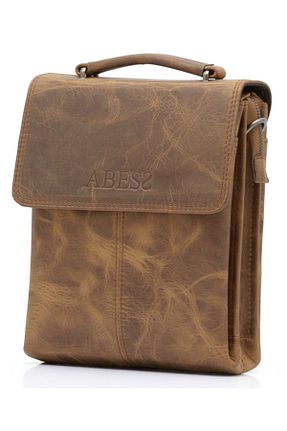 کیف پستچی قهوه ای مردانه چرم خالص ABESS - کد 264992316