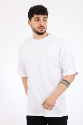 تی شرت سفید مردانه یقه گرد رگولار تکی بیسیک کد 265704642