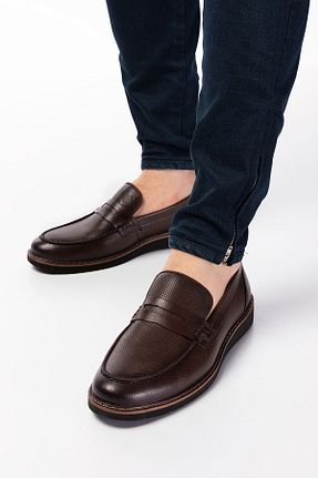 کفش لوفر قهوه ای مردانه چرم خالص depderi - کد 265770629