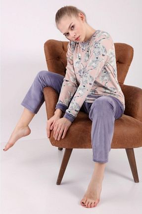 ست لباس راحتی بنفش زنانه طرح حیوانات DOFİ - کد 265046648