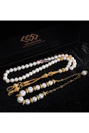 تسبیح سفید سنگ طبیعی vevasilver - کد 265589758