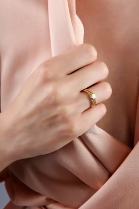 انگشتر جواهر طلائی زنانه روکش نقره کد 117427395