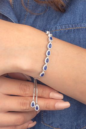 دستبند نقره آبی زنانه 925 عیار Miavi Silver - کد 152875602