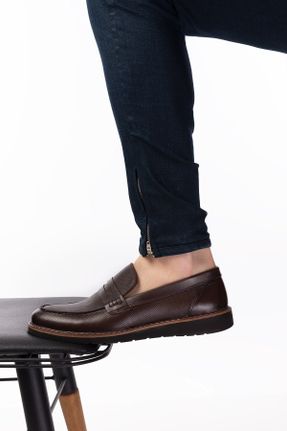 کفش کلاسیک قهوه ای مردانه چرم طبیعی کد 265774489