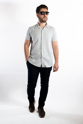 پیراهن طوسی مردانه اسلیم فیت human wear - کد 266088012