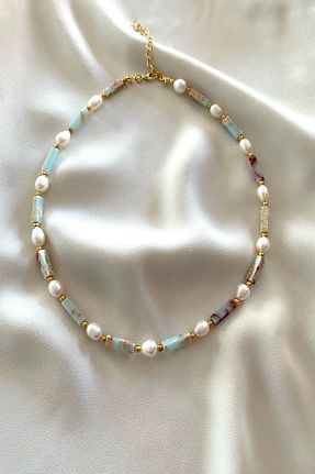 گردنبند جواهر سبز زنانه روکش طلا gaila design - کد 266937967