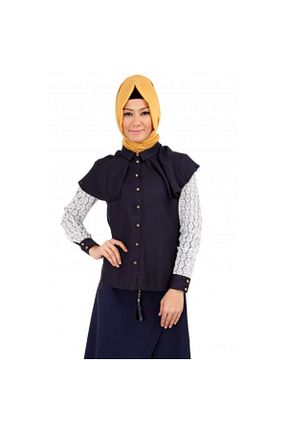 پیراهن حجاب سرمه ای زنانه اورسایز Tüzer Grup - کد 69085944