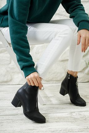بوت / نیم بوت مشکی زنانه چرم مصنوعی Genel Markalar - کد 69500928