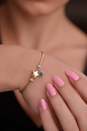 دستبند طلا زرد زنانه 14 عیار Ayyıldız Kuyumculuk - کد 69576197