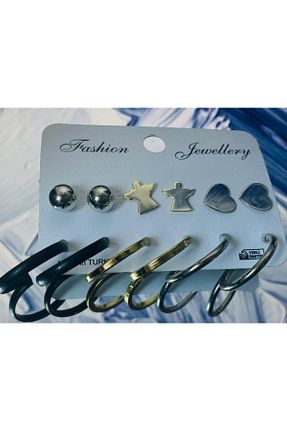 گوشواره جواهر مشکی فلزی FASHİON JEWELRY - کد 70194726