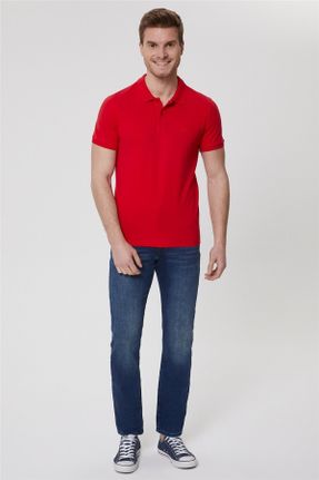 تی شرت قرمز مردانه رگولار یقه پولو تکی کد 266086999