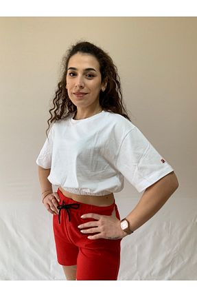 تیشرت سفید زنانه کراپ FAMOMFASHION - کد 266069217